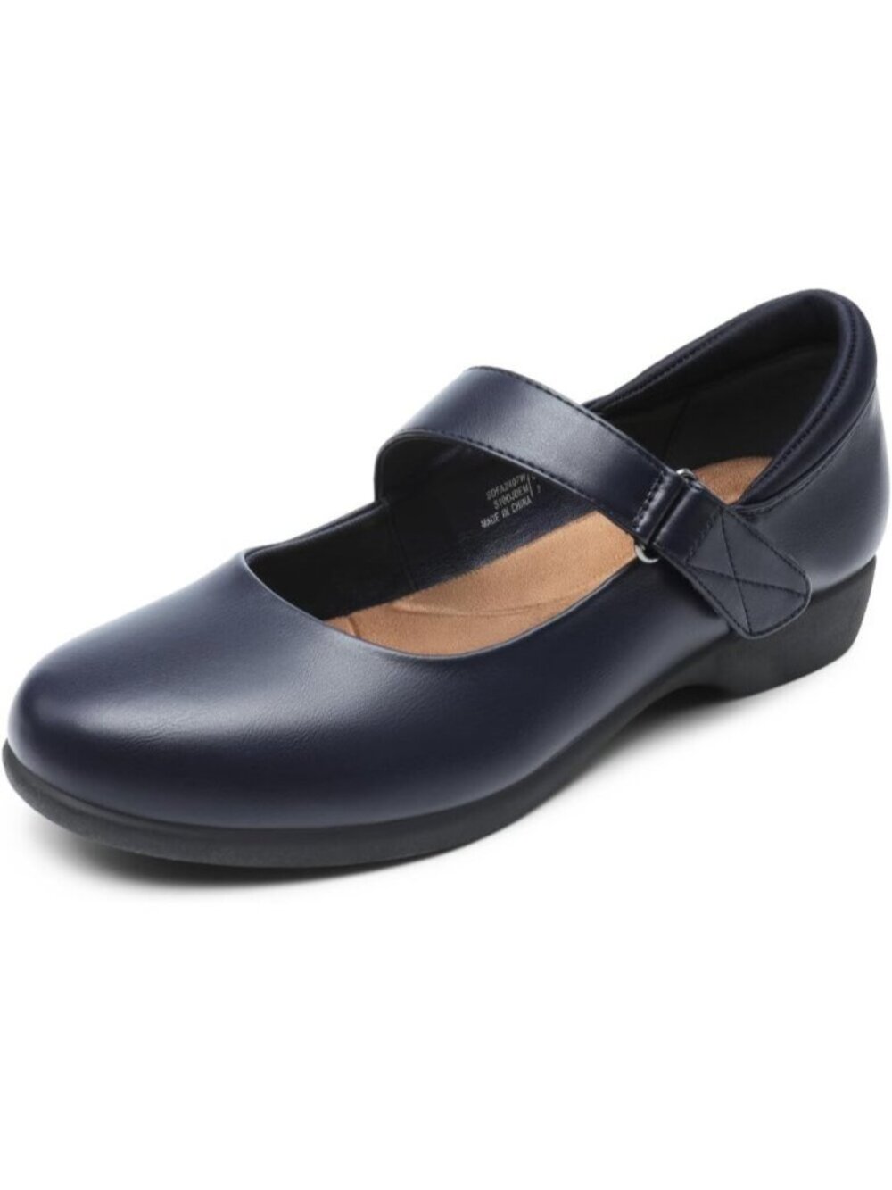 Women's Blue Round Toe Adjustable Slip-on Wear Ankle Strap Mary Jane Flats Shoes